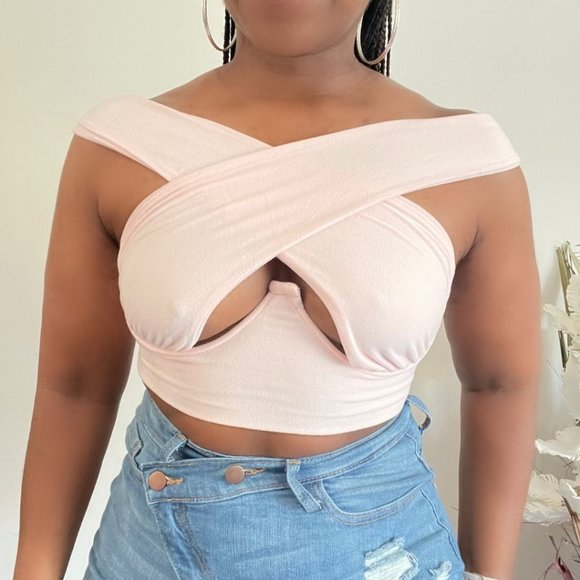 (NWT) Bustier Crop Top - Light Pink - Picture 1 of 5